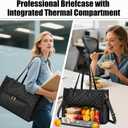 KKXIU Updated 2-in-1 Insulated Lunch Bag & 15.6 Inch Laptop Tote for Women, Large Capacity Thermal Meal Bag with Padded Laptop Compartment, Quilted Work Bag for Office, Teacher, Commuter (Black)