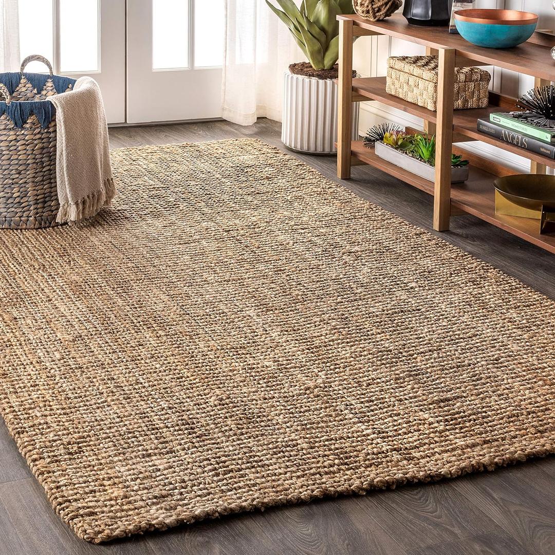 JONATHAN Y NRF102A-3 Pata Hand Woven Chunky Jute Indoor Area Rug Bohemian Farmhouse Easy -Cleaning Bedroom Kitchen Living Room Non Shedding, 3 ft x 5 ft, Natural Color