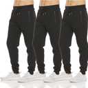 PURE CHAMP Mens 3 Pack Fleece Active Athletic Workout Jogger Sweatpants for Men with Zipper Pocket and Drawstring Size (Medium)