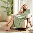 SOULFUL Muslin Throw Blanket with Tassels - Soft Twin Cotton Throw Blanket for Couch or Bed, Lightweight and Breathable Gauze for All Seasons, Grassgreen, 60" x 80"