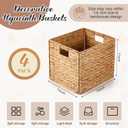 Layhit 4 Pcs Wicker Storage Basket Water Hyacinth Handwoven Baskets with Handles Foldable Woven Organizer Multipurpose Wicker Storage Bins for Bedroom Living Room(13 x 11 x 11'',Natural)