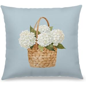 Hydrangea Floral Flower Decorative Pillow Covers Case 18x18 Inch,Blue Hydrangea Floral Decor