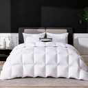 Goose Feather Down Fiber Comforter King Size, Ultra Soft Medium Warm Duvet Insert, All Season Luxury Hotel Bedding Comforters with Corner Tabs(White,106x90)