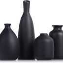 Black Ceramic Bud Vases Set of 4, Farmhouse & Mantle Decor, Living Room, Kitchen & Office, Coffee Table Decor, Bulk