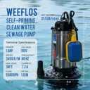 1.6HP Submersible Sump Pump Automatic Water Pump w/High Flow 5500 GPH 36ft Max Head, Irrigation, Swimming Pool, Garden Pond, Basement, Wells, 26ft Power Cord Stainless Steel(1.6HP/36FT)