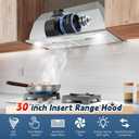 Range Hood Insert 30 Inch Stainless Steel Built-in Kitchen Hood with 600CFM, Ductless/Ducted Range Hood, Push Button Control, 3-Speed Fan, 2 Pcs Aluminum Filters