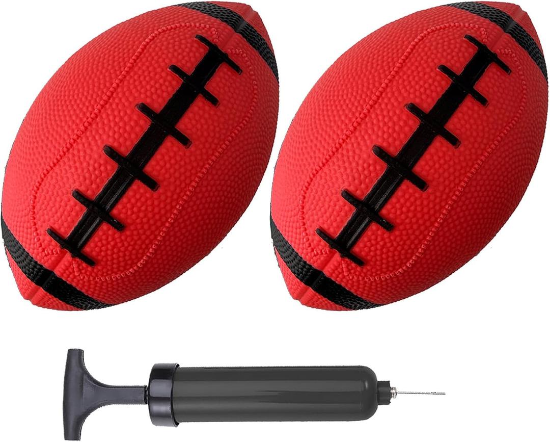 ABAJI Toy Football 2PCS 6 inch Small Mini Ball for Kid Toddler Soft Rubber Come with Random Color Pump Needle Boys Girls Gift Party Decor (Red)