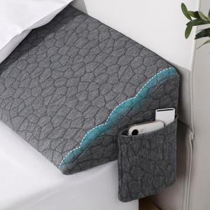 Teemour Twin Size (39"x10"x6") Bed Wedge Pillow Headboard Pillow Mattress Wedge Triangle Pillow Long Bolster Pillow Bed Gap Filler (0-7") Mattress Gap Filler Between Your Headboard and Mattress (Twin/TwinXL(39"x10"x6"), Double Pockets Grey)