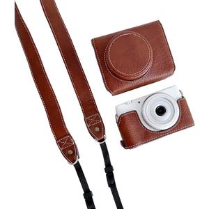 Andoer Digital Camera Protective Case PU Leather Camera Storage Bag with Removable Shoulder Strap Compatible with Sony ZV1-F/ ZV1M2, Brown