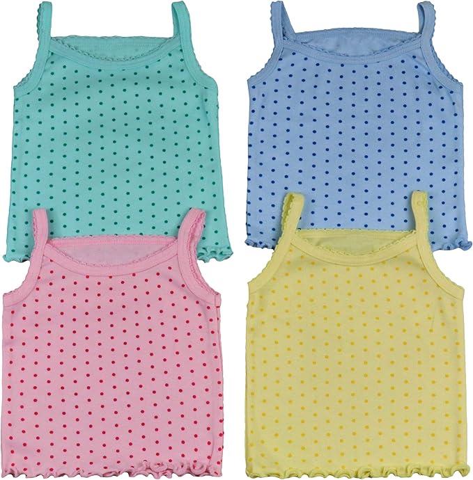 ToBeInStyle Girl's 4 Pack Ruffle Hem Spaghetti Strap Tank Tops size 4