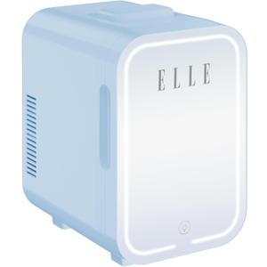 ELLE 8L Mini Cooler Fridge with LED Makeup Mirror for Skincare & Cosmetic Storage Cooler & Warmer Removable Shelf Carrying Handle AC DC Power Options Small Refrigerator for Bedroom Car Office Blue