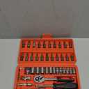 Egofine 46 Pieces 1/4 inch Drive Socket Ratchet Wrench Set, with Bit Socket Set Metric and Extension Bar for Auto Repairing and Household, with Storage Case