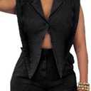 Women Summer Sleeveless Denim Romper Casual V Neck Bodycon Short Jumpsuits Cut Out One Piece Outfits (Medium, Black)