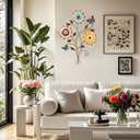 DETENE Metal Sunflower Wall Decor with Butterfly 3D Colorful Outdoor Wall Art Fence Decorations for Patio Metal Flowers Wall Hanging Ornament for Garden Porch Living Room Balcony Farmhouse