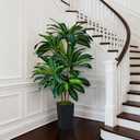 Artificial Dracaena Tree 5FT, Faux Tree with Black Tall Planter, Fake Yucca Tree Tall Faux Plants Indoor, Floor Plant for Home Office Living Room Garden Decor