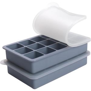 2 Tbsp Silicone Freezer Molds - Perfect for Storing Garlic, Herbs, Ginger, Pesto, Tomato Paste, Lemon Juice, Purees and More - Silicone Food Freezer Tray(Blue 2 Pack)
