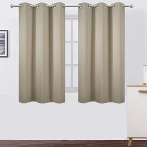 LEMOMO Beige Blackout Curtains 34 x 54 Inch Length/Set of 2 Curtain Panels/Thermal Insulated Room Darkening Blackout Curtains for Bedroom