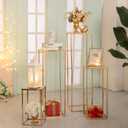 Sziqiqi Wedding Centerpieces Vase for Tables with Plates - 10 Pcs Metal Column Geometric Flower Stand 23.6in Gold Flower Display Rack Decorations for T-Stage Reception Party Fiesta Event Home