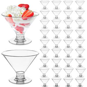 Zezzxu 40 Pack Plastic Martini Glasses 5 Oz Disposable Cocktail Glasses, Mini Dessert Cups with Spoons for Party Serving Wedding Birthday and All Events