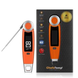Finaltouch X10 Instant Read Digital Meat Thermometer NSF Certified Waterproof Professional for Cooking Grilling BBQ Baking Candy Oil with Rotating Probe and Backlit Display (Tangerine Tart)