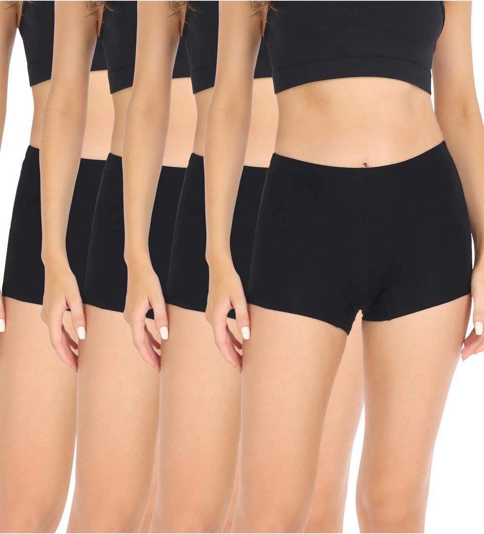 Wirarpa Women's Boyshorts Panties Cotton Boxer Briefs for Ladies Underwear Shorts with Cotton Crotch 4 Pack (Black, S)