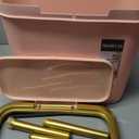 Procade Bathroom Trash Can with Lid, 4 Gallon Pink Garbage Can, Tall Plastic Trash Bin with Push Button, Slim Gold Trash Can Waste Basket for Room, Bedroom,Office,Kitchen (Pink)