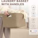 60L Small Wicker Laundry Basket for Living Room Storage,Boho Woven Cotton Rope Baskets for Kids Toy,Gifts,Square Blanket Hamper for Bedroom Dirty Clothes,Jute