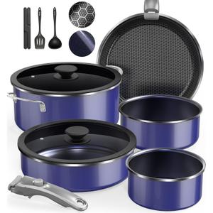 Pro DUXANO 12PC Nonstick Pots and Pans Set&Hybrid 3-Ply Stainless Steel Skillet, High Heat Sear&Fry, 2-Layer Ceramic Induction Cookware, 9H Scratch-Resistant&Anti-Warp,PFAS Free,All Cooktop/Dishwasher