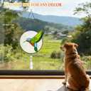 Stained Glass Suncatcher Window Hangings, 7 Inch Round Sun Catchers Glass Art with Crystal Prism, Handmade Hummingbird Designs for Home Decor or Gifts