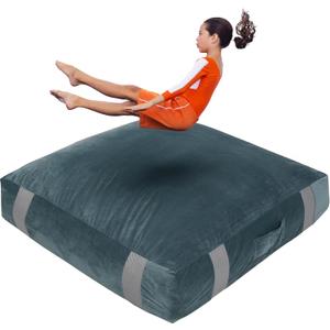FINCOME 5'x 5' Crash Pads for Kids Sensory Gray Crash Pads with Foam Blocks Washable Cover Sensory Crash Pad for Climbing Gymnastics Sensory Pad for Sensory Tool, Schools, Sensory Therapy 60”x 60”