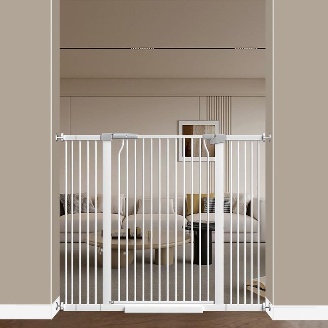 40.55" Extra Tall Baby Gate -29.6"-79.5" Extra Wide Baby Gate Pet Gate for Stairs and Doorways-1.37" Ultra Narrow Spacing Pressure Mounted Dog Gate with One-Handed Operation(40.6"-49.1")