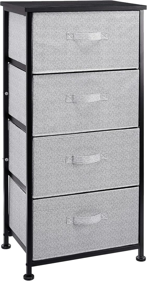 Amazon Basics Fabric 4-Drawer Storage Organizer Unit for Bedroom Closet, Black