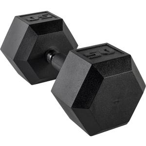 CAP 50lb Rubber Coated Hex Dumbbell, Comfort Grip, Free Weights, Single