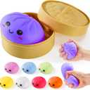 Dumpling Squishy Toys, Gaint Dumpling Squishy Mystery Box, Colorful Squishies Dumplings Stress Balls Toy, Stocking Stuffers with Food Steamer Stretchy Desk Toy (Purple)