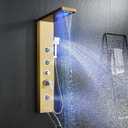 5-in-1 LED Shower Tower, Gold Stainless Steel Rainfall & Waterfall