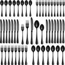 30 Pcs Black Silverware Set, Stainless Steel Flatware Set Service for 6, Mirror Polished Cutlery Utensil Set, Durable Home Kitchen Eating Tableware Set, Include Fork Knife Spoon Set, Dishwasher Safe