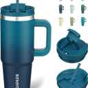 BJPKPK Tumbler With Handle And Straw 30oz Insulated Tumbler Cups With Lid Stainless Steel Travel Coffee Mug,Indigo Black