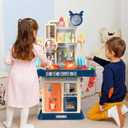 Play Kitchen for Toddlers, Kids Kitchen Playset Toddler Girl Toys with Cooking Stove Steam, Sink and Food Pretend Cooking Set Toy for 3 4 5 Year Old Kid Birthday (Blue)