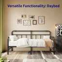 14 Inch Daybed-Frame, Twin-Daybed with Classic-Headboard - Heavy Duty Steel Slats,Metal Sofa Bed Frame for Living Room Bedroom Guest Room, Easy Assembly(Black), Minimalist