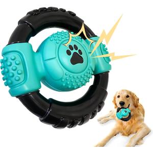Dog Toys for Aggressive Chewers, Indestructible Dog Chew Toy for Medium Large Dogs, Milk Flavor Squeaky Tough Dog Toys to Keep Them Busy (Blue)