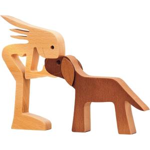 Pawfect House Wooden Sculpture - The Love Between You & Your Fur-Friend - Dog Loss Sympathy Gift - In Loving Memory Gifts Dog Passing Away Gifts - Cat Memorial Gifts - Wooden Pet Carvings (Woman With Dog)