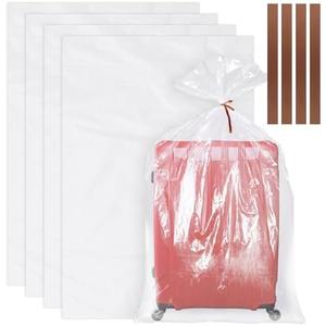 4 Pack Large Clear Plastic Bags, 40" x 60" Moistureproof Dustproof Large Storage Bags, Reusable Giant Extra Luggage Storage Bags for Luggage, Suitcase,Furniture, Chair, Kids Bike (Include 4 Ties)