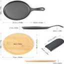 HAWOK Cast Iron Fajita Plate Sizzler Pan Set with Bamboo Tray and Handle Holder, Set of 4, Pre-seasoned Cast Iron Skillet with Bamboo Base and Handle Cover