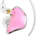 BASN Bmaster in Ear Monitor Headphones Triple Driver Earphones with Two Detachable MMCX Cable Fit in Ear Suitable for Audio Musician Drummer(Pink)