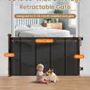 55" Retractable Baby Gates, 34" Tall Mesh Baby Gate with 4 Reinforced Rods, Prevents Kids & Dogs from Crawling Under, Retractable Dog Gate for Doorways, Hallways, Indoor/Outdoor, Black