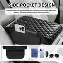 Thickened Car Center Console Cover with Side Pockets & Diamond Lattice Design,Comfortable Arm Rest Cover for Car to Relieve Your Elbow Fatigue,Upgraded Armrest Covers for Cars