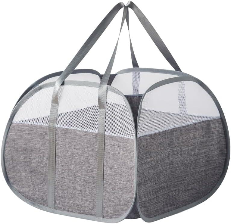 YOHOOLYO 95L Toy Storage Basket Box Chest for Boys Baby Toddler Kids, Collapsible Pop Up Large Mesh Toy Organizer Bin with Handles for Living Room Area, Playroom, Closet (Grey)
