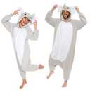 Funziez! Adult Onesie Halloween Costume - Animal Dinosaur Shark - Unisex Plush One Piece Cosplay Suit for Adults, Men and Women (Large, Elephant), 