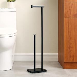 KES Freestanding Toilet Paper Holder with Reserve for Bathroom with Weighted Base, Modern Tissue Roll Holder Stand 29" H, SUS304 Stainless Steel Rustproof Matte Black, BPH286S1B-BK