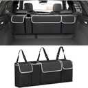 AUCELI Car Trunk Organizer, Backseat Hanging Large Storage with Adjustable Straps, Waterproof Collapsible Cargo Bag with 4 Pockets, Sturdy Space Saver Frees Trunk Floor for SUV, Truck, MPV (Black)
